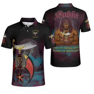 Custom Temple Freemason Noble Shriners in Egyptian Pyramid Polo Shirt Size S-5XL