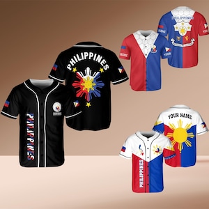 Custom Philippines Baseball Jersey – Personalized 3D Filipino Flag Jersey with Your Name, Patriotic Pinoy Pride Shirt for Men and Kids