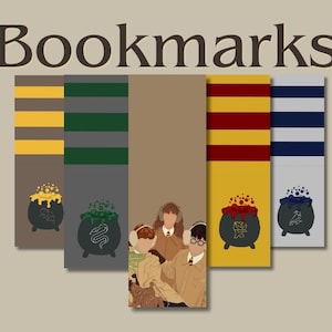 HP Lesezeichen Sofortiger Download Druckbare Magische Zauberer Schule Lesezeichen HP Zauberer Druck Für Buchliebhaber Magische Häuser Hp Harry Ron Hermione