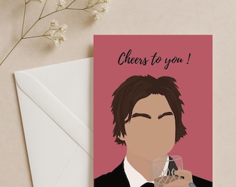 Damon Salvatore Carte d&#39;anniversaire Vampire Diariess Cadeau parfait pour les fans de Mystic Falls Cadeau d&#39;anniversaire pour un ami Carte de voeux pour petite amie