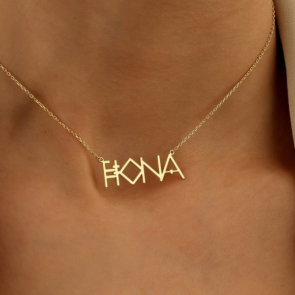 Custom Viking Alphabet Name Necklace, Personalized Viking Rune Jewelry, Signature Name Necklace, Personalized Gift, Gift For Her