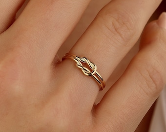 Bague double noeud, bijoux amour infini, bague couple, bijoux minimalistes, bijoux faits main, cadeau pour elle, cadeau d'anniversaire