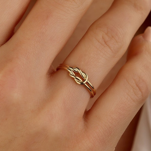 Bague double noeud, bijoux amour infini, bague couple, bijoux minimalistes, bijoux faits main, cadeau pour elle, cadeau d'anniversaire