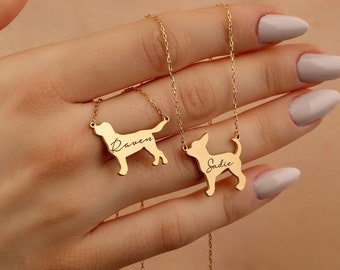 Collier chien personnalisé avec nom, collier silhouette de chien, cadeau commémoratif pour animal de compagnie, collier personnalisé pour animal de compagnie, collier de race de chien, cadeau pour elle