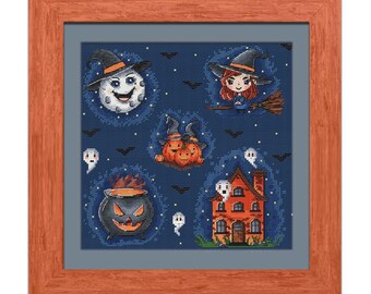 かわいいハロウィンのクロスステッチキット、不気味な魔女の刺繍、大釜