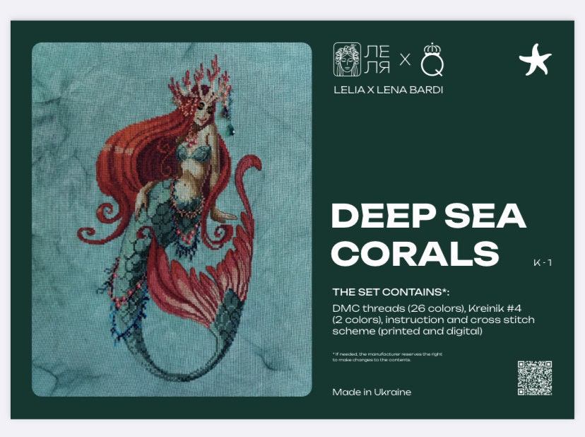 Mermaid Cross-stitch Kit, Ocean Princess Needlepoint, Counted