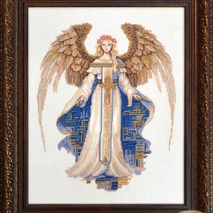 Kit de punto de cruz de ángel de la guarda para hacer uno mismo, juego de bordado religioso de fantasía, bordado para habitación de niños, patrón de punto de cruz de niña ángel, regalo de bautismo