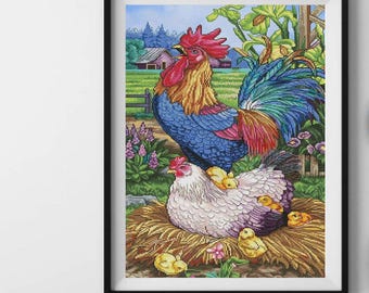 Broderie Needlepoint Vintage Encadrée : Caneton Musicien - Décoration Rétro Unique