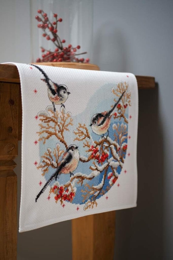 Kit Broderie Point De Croix Vervaco Kolibri - Chemin De Table Motif Oiseau - Neuf Complet