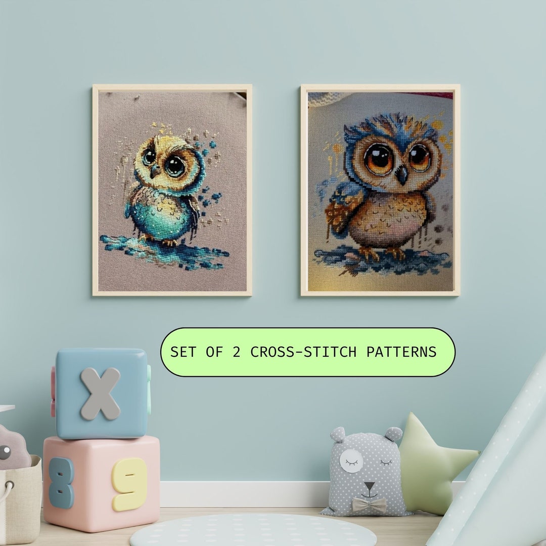 Cute Owls Crossstitch Patterns PDF Files Counted Cross Etsy