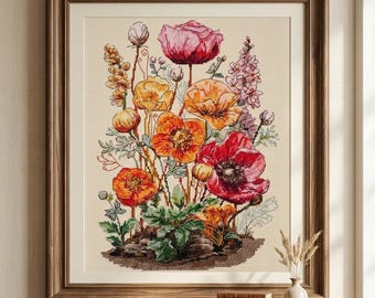 花のクロスステッチキットのヴィンテージミシン、刺繍用レトロシンガー