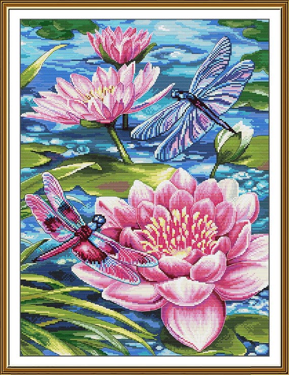 DMC THE NATIONAL GALLERY クロード・モネ 「睡蓮の池」 30X28.7cm アイーダ14カウント(55目)BL1111/71 キット睡蓮 The National Gallery×DMC クロスステッチキット