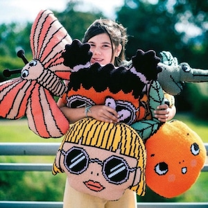 Cute pillow cross stitch kit, pineapple, girl, butterfly, orange, crocodile cushion cover needlepoint kit , hand stitched pillow by Vervaco