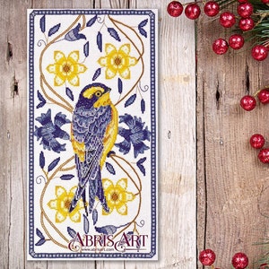 Bird cross-stitch kit, sampler cross-stitch, flower counted cross stitch kit