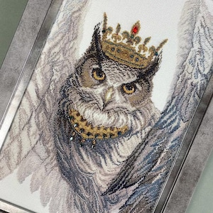 Owl cross-stitch kit, x-stitch DIY stitching set, counted cross stitch pattern for fantasy bird