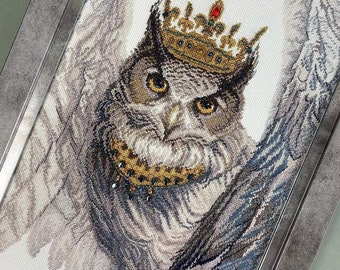 Owl cross-stitch kit, x-stitch DIY stitching set, counted cross stitch pattern for fantasy bird
