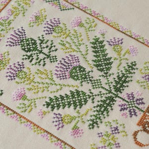 Sampler botanical cross stitch kit, tree of life floral counted cross-stitch kit, x-stitch craft, DIY wall decor