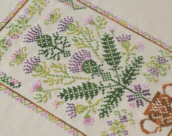 Kit punto croce botanico, kit punto croce floreale contato con l'albero della vita, artigianato a punto croce, decorazione murale fai da te