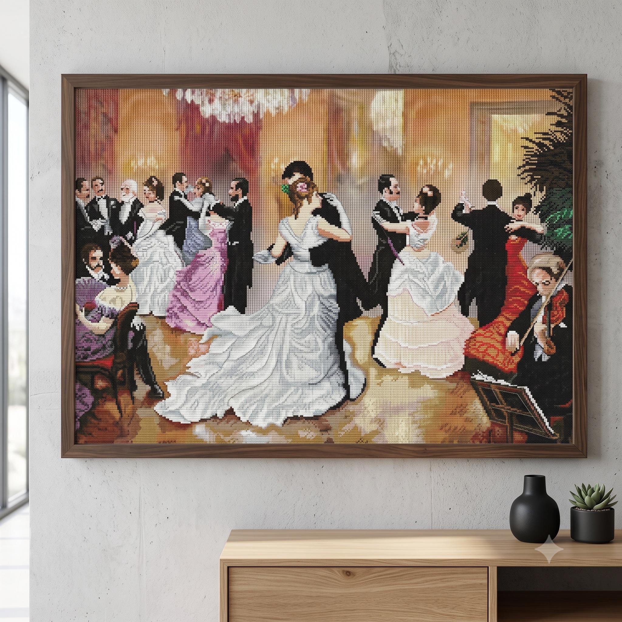 Vienna Ball Cross Stitch Kit, Victorian Women & Men Dancing X