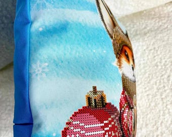 クリスマスキツネの枕カバービーズ刺繍キット、コーヒークッション