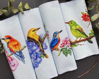 Spring birds cross stitch kit, birds and blossom design, counted cross-stitch