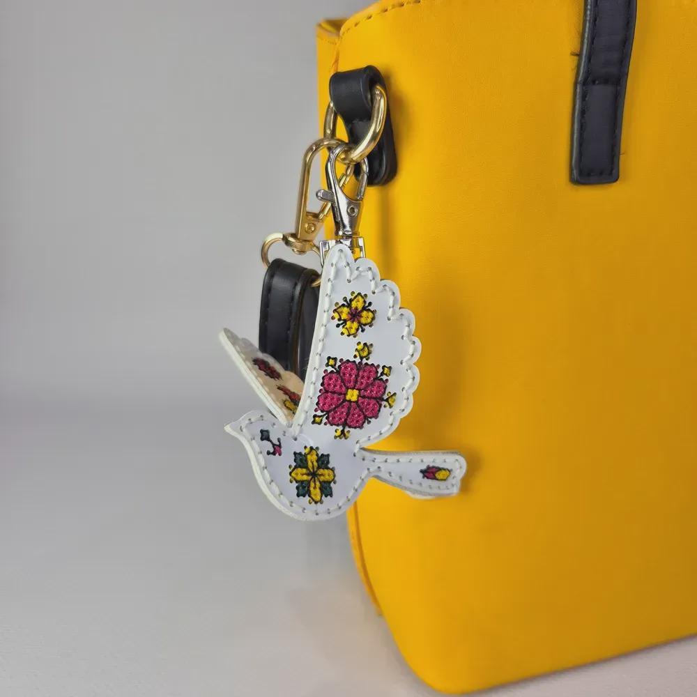 Bird Bag Keychain Cross Stitch Kit Set – Faux Leather Embroidery