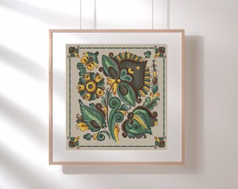 Ethnic floral cross stitch kit, rustic tree of life counted cross stitch, primitive folk xstitch design