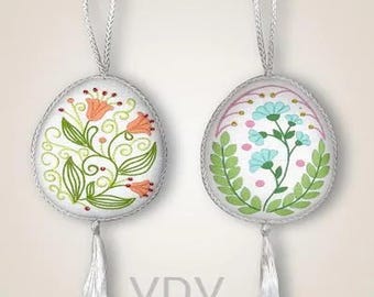 Ostern Kreuzstichpackung, DIY Blumenornamente Ei, Frühlingsdekoration, Osterdekoration, Baumschmuck
