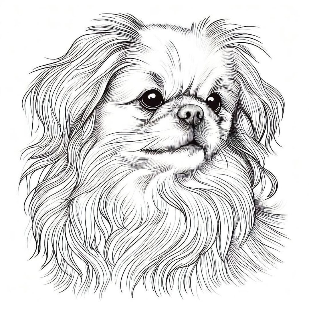 Pekingese Dog Coloring Page for Adults - Etsy