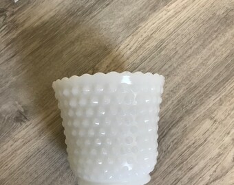 Vintage White Milk Glass Hobnail Vase Scalloped Edge Excellent condition No chips or cracks