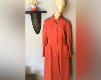 Vintage Button Down Coat/Dress Burnt Orange Color