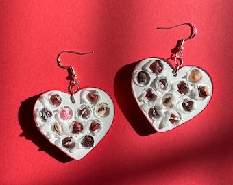 Heart Shaped Chocolate Box Earrings