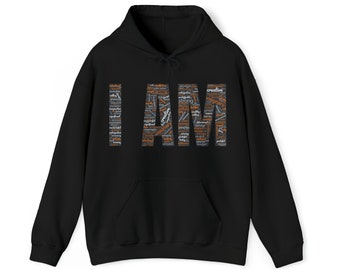 I AM hoodie, mental health sweatshirt, no excuses hoodie, keep going sweatshirt, positive quote graphic unisex cozy winter hoodie