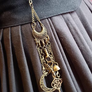 Victorian inspired &quot;antique/brass colour&quot; chatelaine with charms