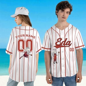 Custom Owl House Eda Baseball Jersey – Personalized The Owl Lady Jersey Shirt, Cartoon Cosplay Outfit, Gift for Fans of The Owl House