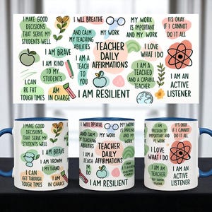 Teacher Daily Affirmation Mug - Motivational Teacher Gift, Inspirational Quote Coffee Cup for Classroom or Office