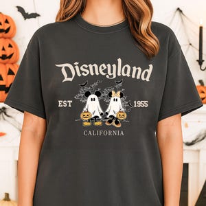 Disneyland Est. 1955 Halloween Shirt, Mickey & Minnie Ghost Tee, California Disney Spooky Shirt, Halloween Disney Trip Shirt