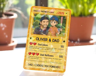 Custom Poke-Inspired Trainer Card | Personalized Trading Card Gift from Kids or Pets for Dad or Family