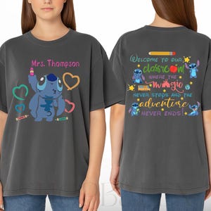 Custom Teacher Shirt with Stitch Design, Stitch School Tee, Personalized Name Disney-Inspired Shirt