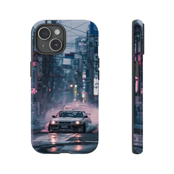 Tokyo City Life Phone Case Drift Racing Art Street Race Cover Fits Most Phones Unique Gift Fashionable Accessorie Night Retro Style