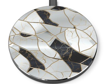 Wireless Charger Pad Universal iPhone Android Original Design Charging Station 3D Kintsugi Art Fast Charging Gift White Black Gold