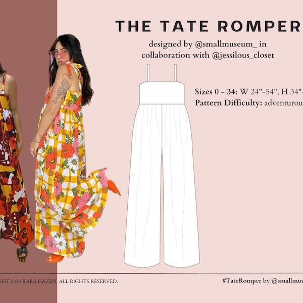 Tate Romper Size Inclusive Sewing PDF Pattern