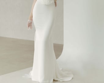 Bridal Satin skirt | Elegant Two-Piece Wedding Dress with corset top | A-Line or Mermaid Skirt