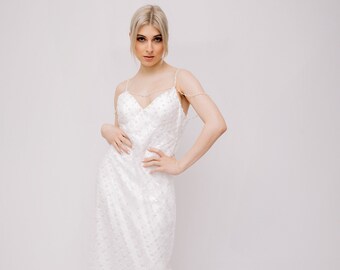 Gatsby wedding dress Midi wedding dress minimalist wedding dress (Engagement / Pre-wedding / celestial)