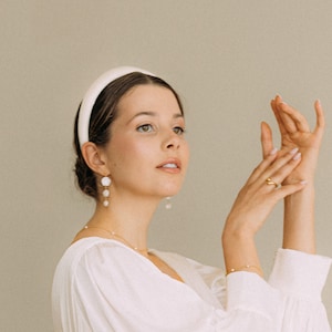 White Satin Padded Bridal Headband: Wedding Party Hair Accessory