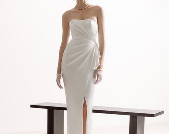 Korsett Hochzeitskleid bescheidenes Hochzeitskleid minimalistisches Hochzeitskleid Standesamtkleid