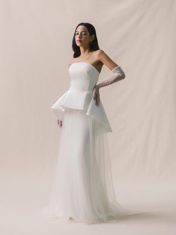 Serena - Peplum Wedding Dress (Engagement / Pre-Wedding / Celestial)