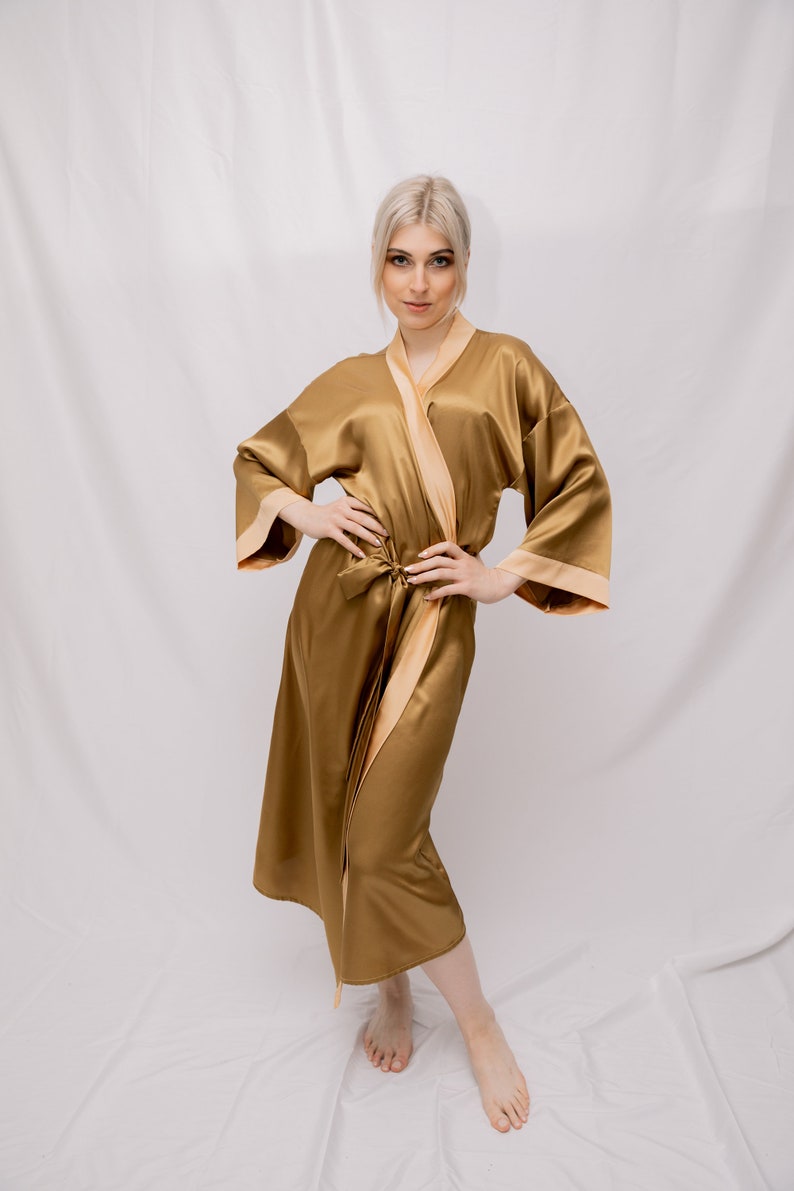 bridal robe , silk morning robe