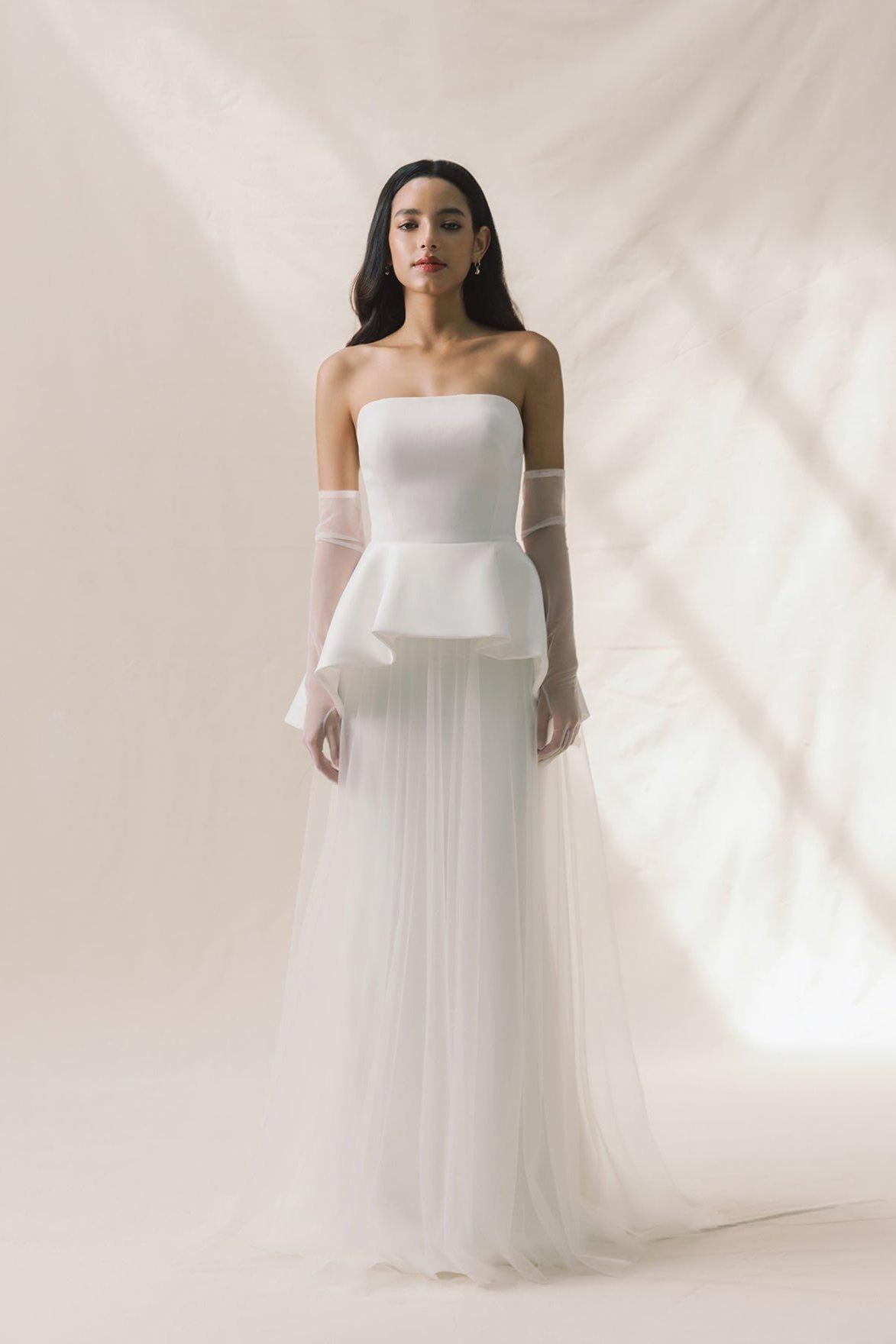 open lace back dress White maxi satin slip dress 'Serene' main image 0