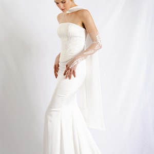 Bridal top | Wedding Corset | Satin bridal corset - hand embroidery on Satin - to be combined with Tull skirt or Satin Skirt - Audrey